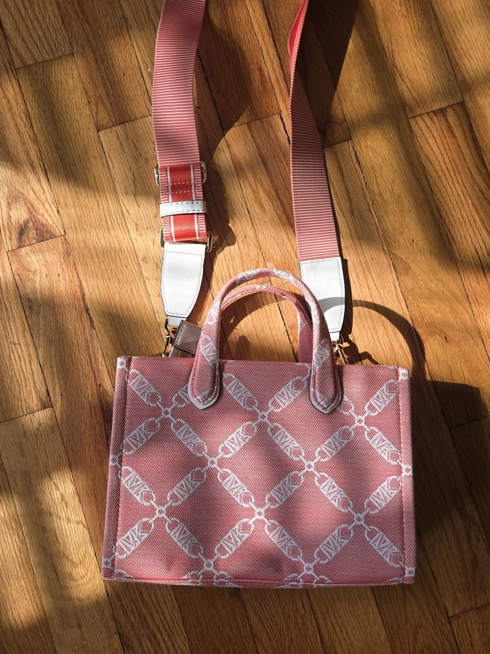 Michael Kors Collection Pink Patterned Shoulder Tote with Detachable Strap